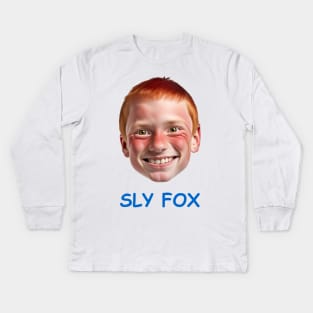 SLY FOX™  (Blue Text) Kids Long Sleeve T-Shirt